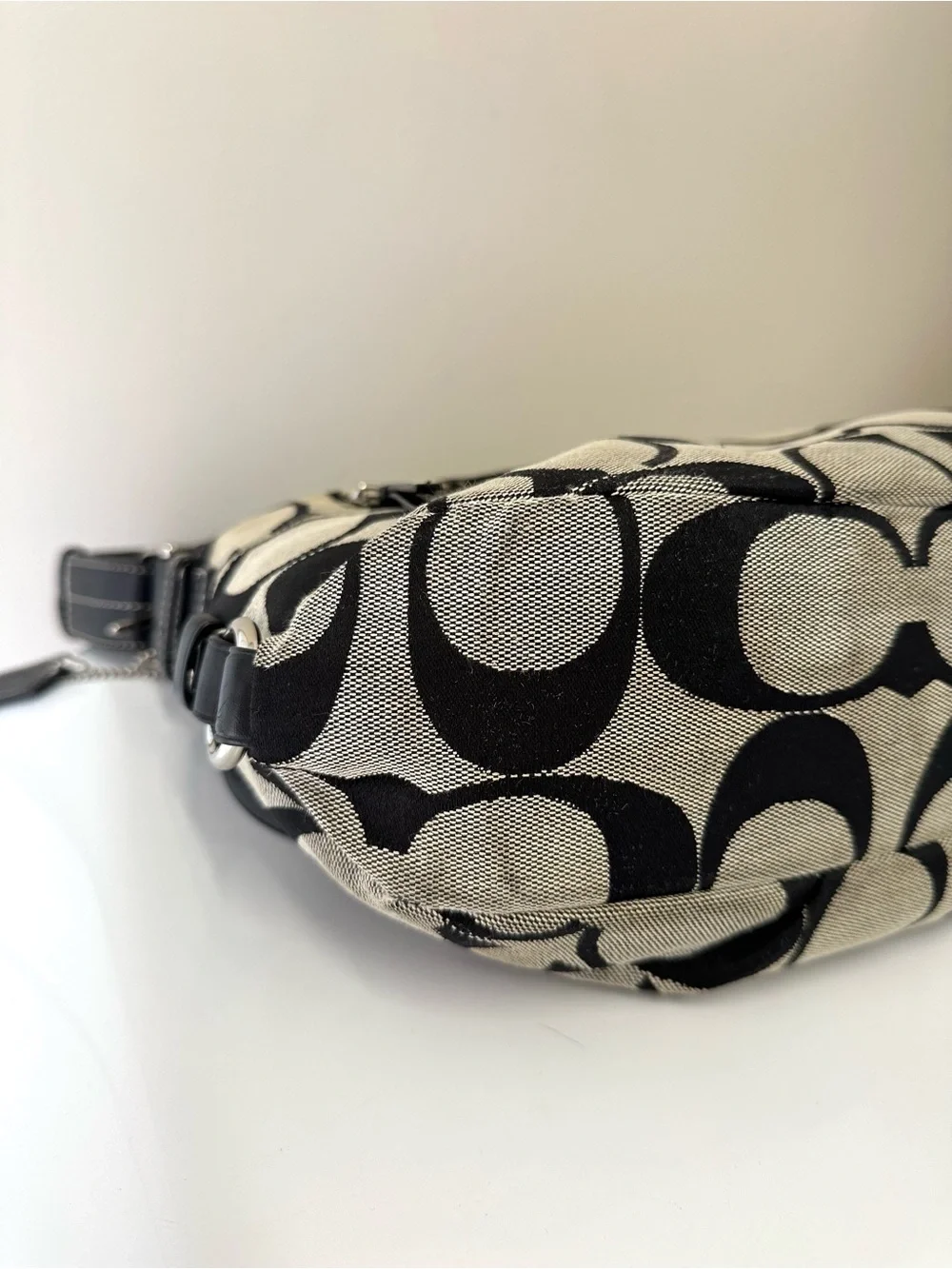 Coach Signature Canvas and Leather Crossbody Shoulder Handbag with Turnlock